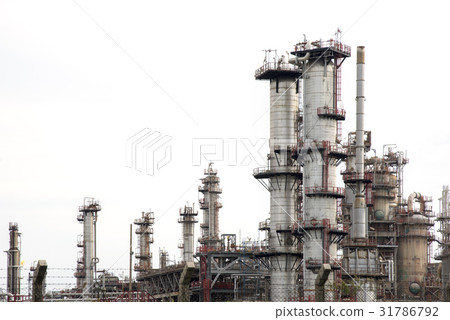 Oil refinery factory with white background Pipe  31786792