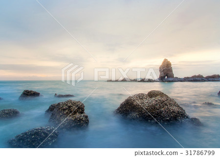 Sunset on the sea. Slow shutter speed. 31786799
