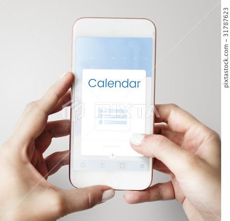 Hands working on digital device network graphic overlay Hands working on digital device network graphic overlay 31787623