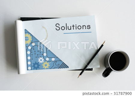 Notebook with solutions word on a cover 31787900