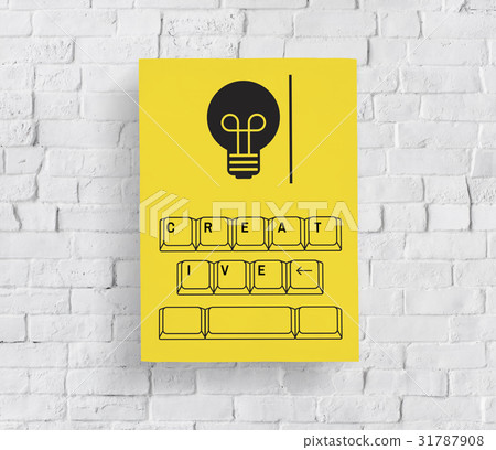 Light bulb with keyboard graphic 31787908