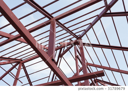structural steel beam on roof of building structural steel beam on roof of building 31789679