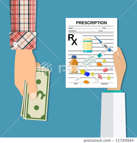 Hand of the pharmacist with Rx prescription Hand of the pharmacist with Rx prescription 31789984