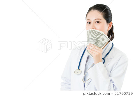 asian woman doctor chuckle snicker take money 31790739