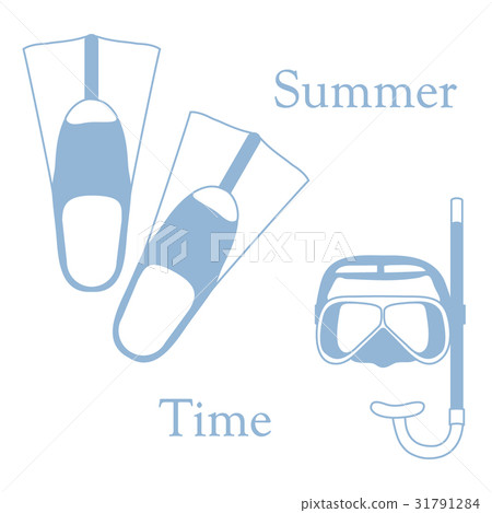 colored mask, tube and flippers for a diving - Stock Illustration ...