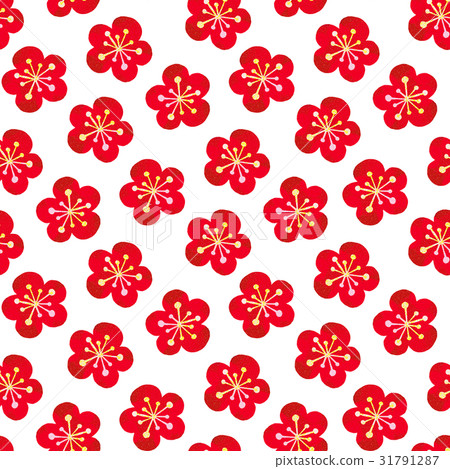 Back plum blossom pattern white - Stock Illustration [31791287] - PIXTA