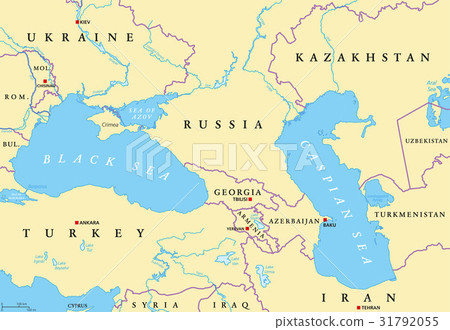 Black Sea and Caspian Sea region political map 31792055