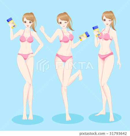 beauty woman use suncreen 31793642