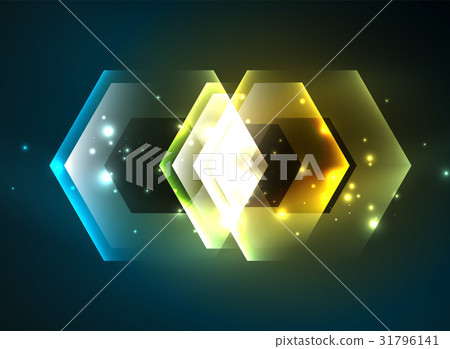 Techno glowing glass hexagons vector background Techno glowing glass hexagons vector background 31796141