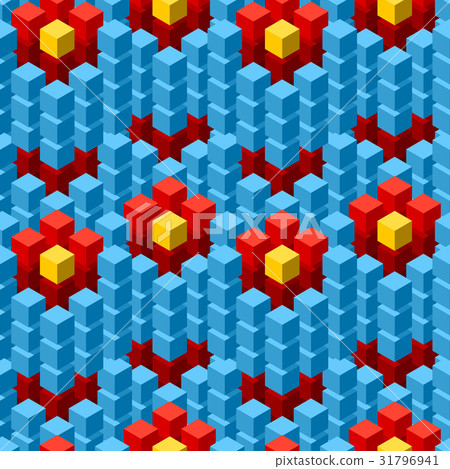Seamless pattern with geometric cubes colorful 31796941