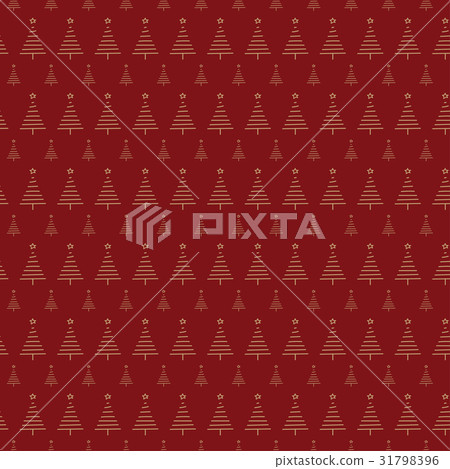Christmas tree pattern on red background - Stock Illustration [31798396 ...