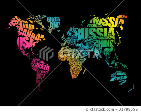 World Map in Typography word cloud 31799559