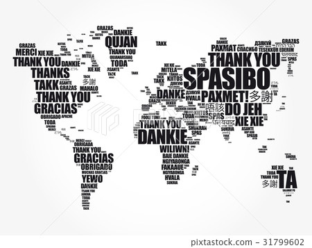 Thank You in many languages World Map Thank You in many languages World Map 31799602