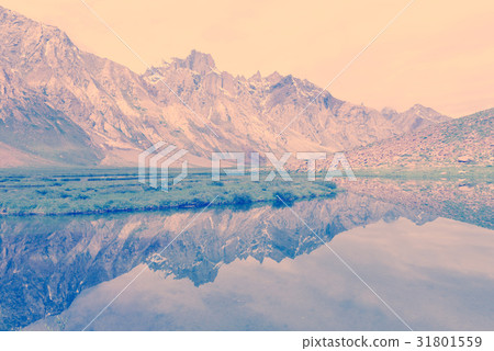 Reflection Zanskar range landscape view  in India 31801559