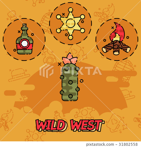 Wild west flat concept icons 31802558