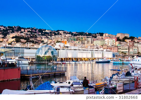 the port of genoa at dusk, Italy the port of genoa at dusk, Italy 31802668
