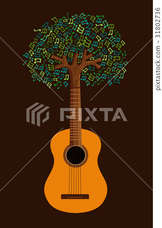 Guitar tree live music nature concept illustration Guitar tree live music nature concept illustration 31802736