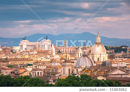 Aerial wonderful view of Rome at sunset, Italy Aerial wonderful view of Rome at sunset, Italy 31803062