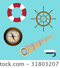 Sea icon set spyglass, compass, sailors cap 31803207