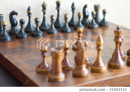 Vintage wooden chess pieces 31803532