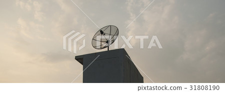 Single Satellite dish stand with beautiful sky 31808190