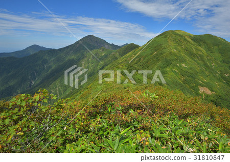 從Mizukami山,Nakanodake山和Hachikaiyama看到的Raku dake 從Mizukami山,Nakanodake山和Hachikaiyama看到的Raku dake 31810847