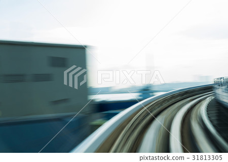 Moving blurred motion train track curved 31813305