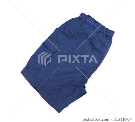 New blue short pants isolated on white background New blue short pants isolated on white background 31816704