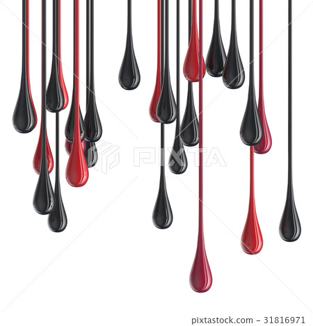3D red and black glossy paint drop blobs 31816971