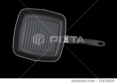 Frying pan with teflon coating isolated on black Frying pan with teflon coating isolated on black 31818626