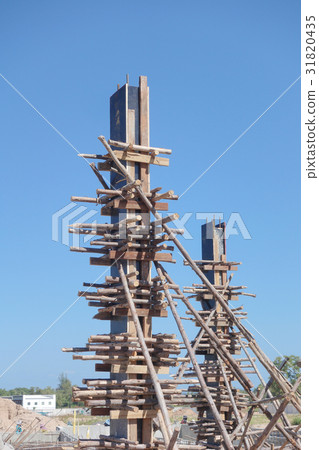 Wooden frame preparing for concrete work 31820435