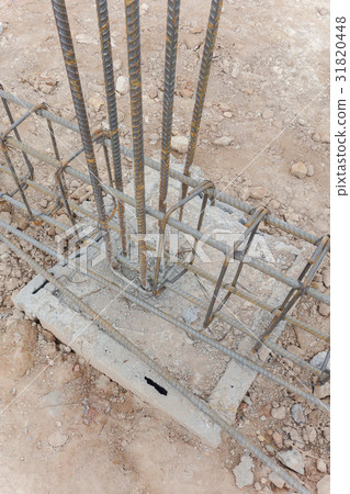 Steel tie work at construction site Steel tie work at construction site 31820448