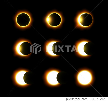 Different phases of solar and lunar eclipse . - Stock Illustration ...