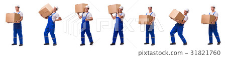 Man delivering box isolated on white Man delivering box isolated on white 31821760