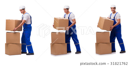 Man delivering box isolated on white Man delivering box isolated on white 31821762