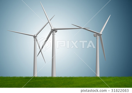Concept of alternative energy with windmills - 3d Concept of alternative energy with windmills - 3d 31822083