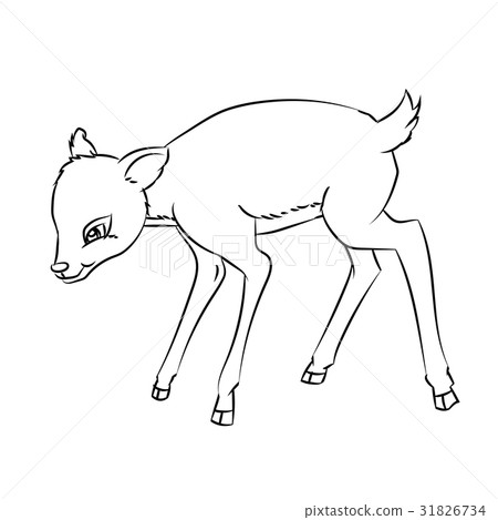 Deer Rat Cartoon - Line Drawn Vector 31826734