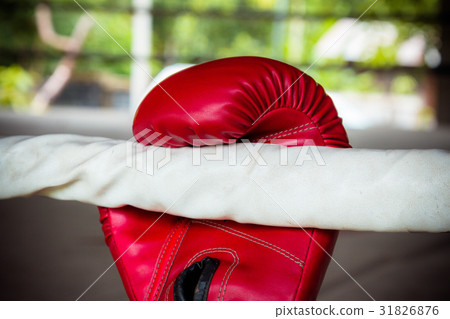 Old red boxing gloves on canvas Old red boxing gloves on canvas 31826876