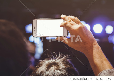 Hand holding Cell phone Blank screen Photo shot Hand holding Cell phone Blank screen Photo shot 31829469