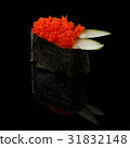 Sushi served on a black background with reflection 31832148
