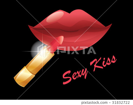 Isolate red lip and red gold lipstick 31832722