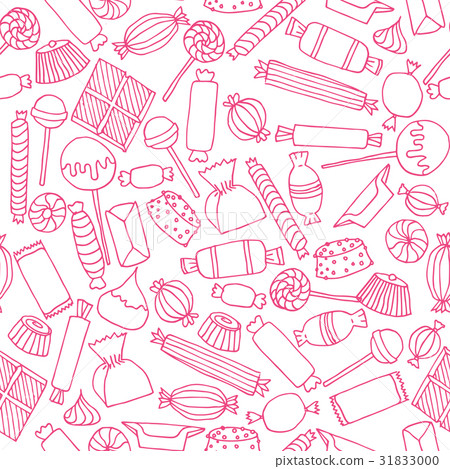 hand drawn candy seamless pattern - Stock Illustration [31833000] - PIXTA