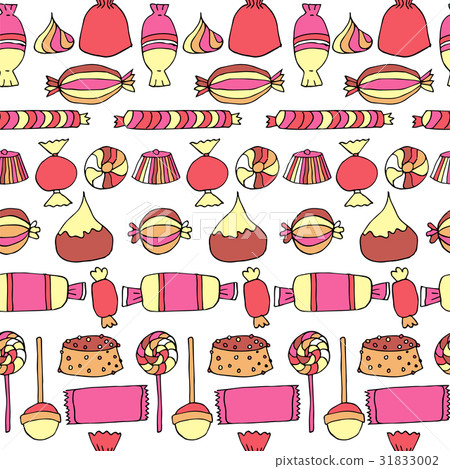 hand drawn candy seamless pattern - Stock Illustration [31833002] - PIXTA