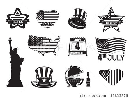 US Independence Day monochrome icon set 31833276
