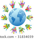 painting color hands around the world 31834039