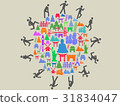 people travel around the landmarks 31834047