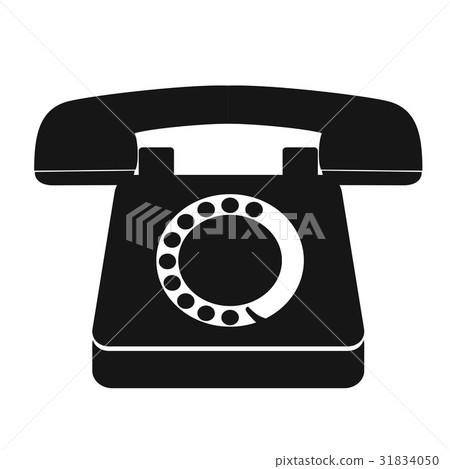 single black old vintage telephone icon-插圖素材 [31834050] - PIXTA圖庫