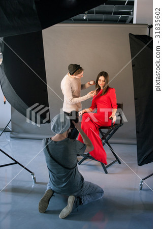 Photographer and stylist work in studio Photographer and stylist work in studio 31835602