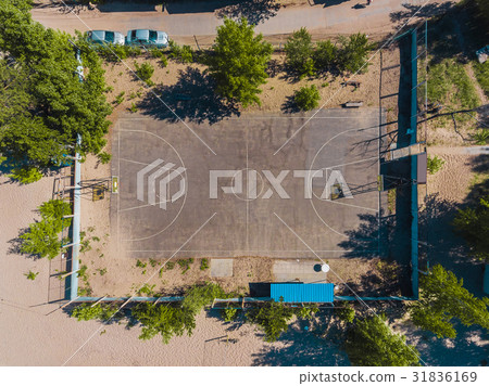 Aerial view basketball field on day time on the Aerial view basketball field on day time on the 31836169