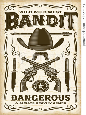 Vintage Wild West Bandit Poster 31838064